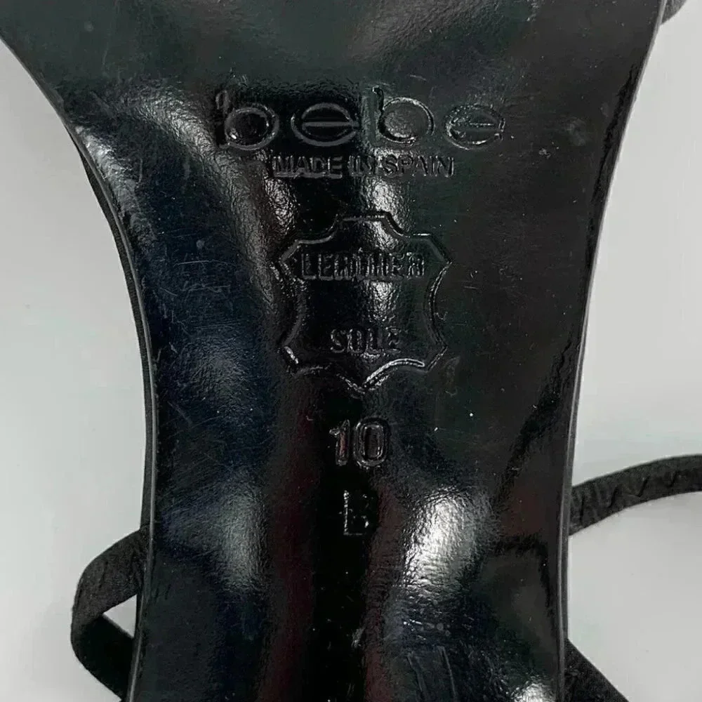 Bebe heels size 10 black stain square toe formal vintage Y2k minimalist party